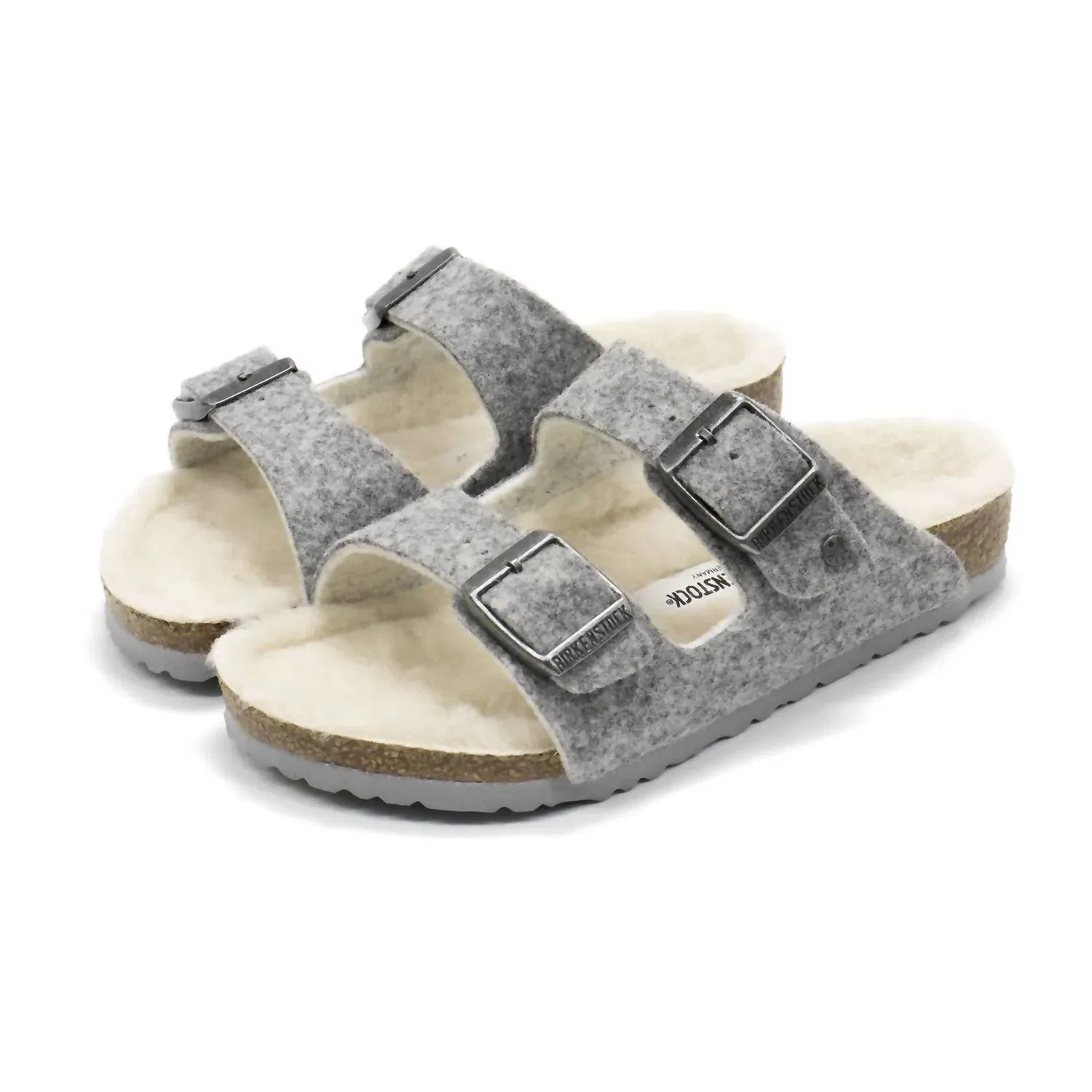 Детские сандалии для девочек с шерстяным верхом Arizona Rivet Birkenstock, Light Grey