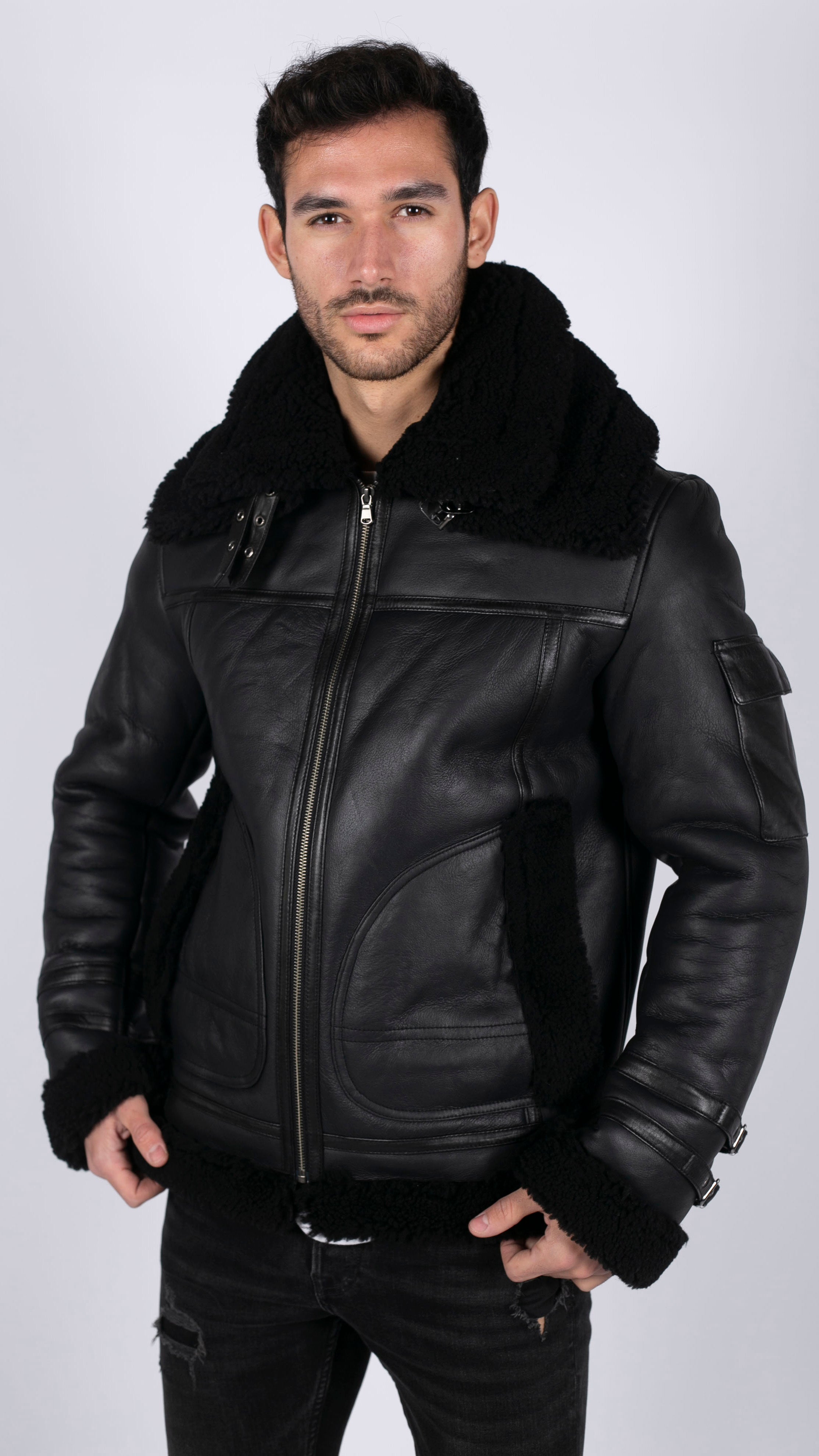 

Пальто из овчины на молнии TruClothing, черный