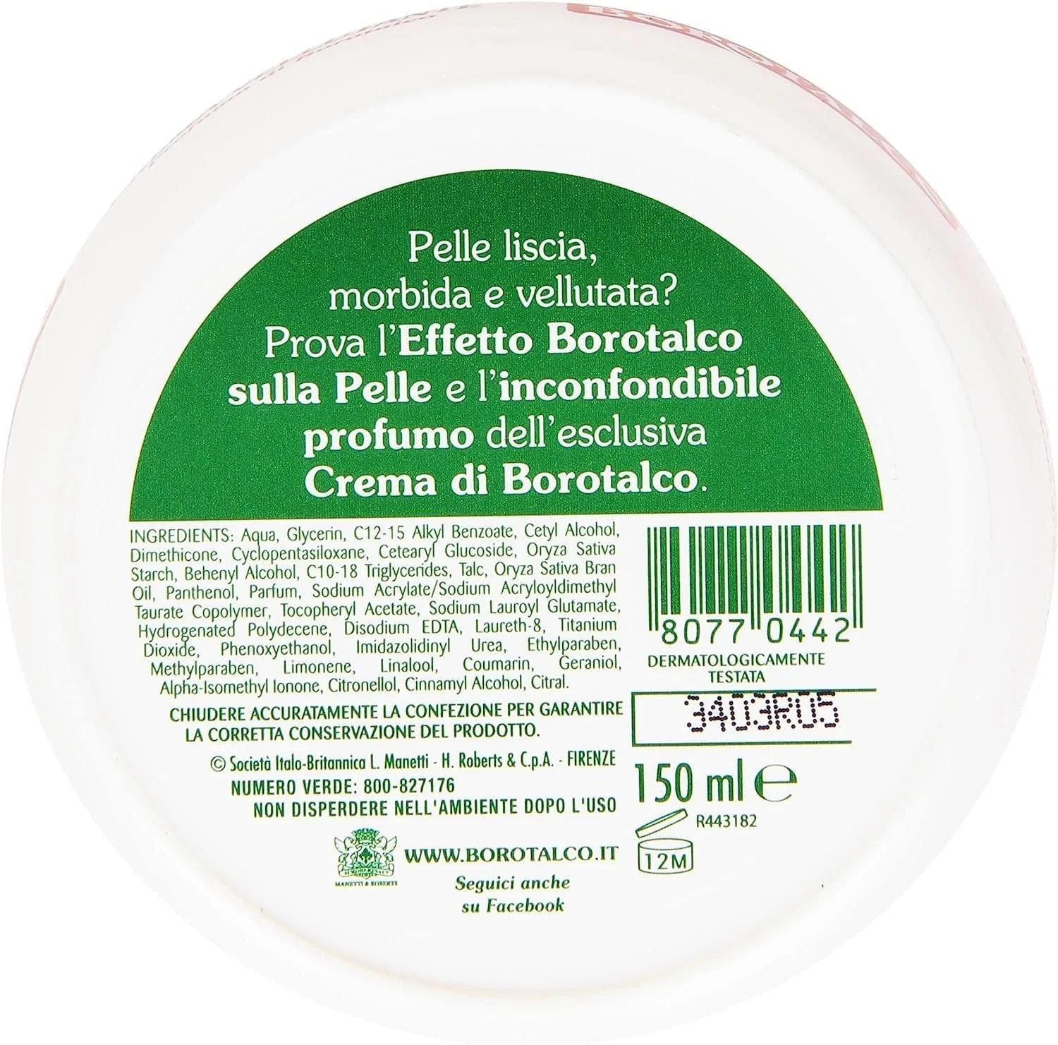 Крем для тела Borotalco Crema Vellutante, набор 6 x 150 мл, Борокрема, итальянский гурман Italian Gourmet E.R. — фото 3