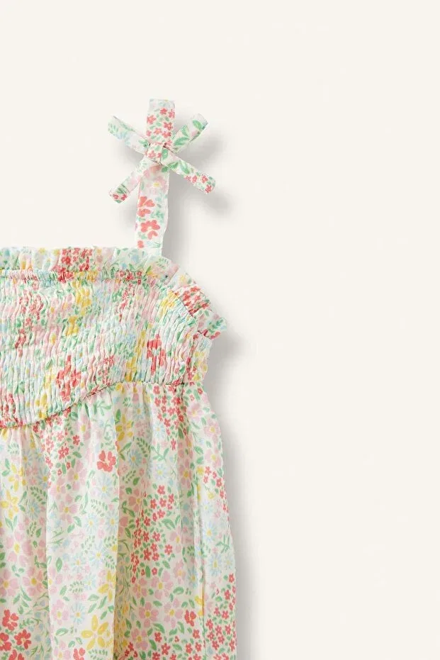 Детское платье для девочек с цветочным принтом Floral strappy white dress baby girl h8454a526hs Defacto, White-Wt47 — фото 2
