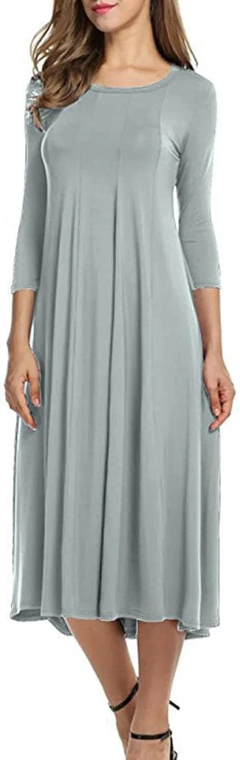 Женское платье A-line и клеш с рукавами 3/4, Gray