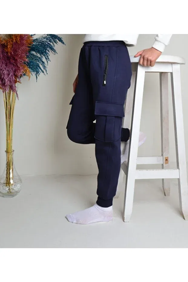 Детские спортивные штаны с карго-карманами Kidspitircik, Navy Blue