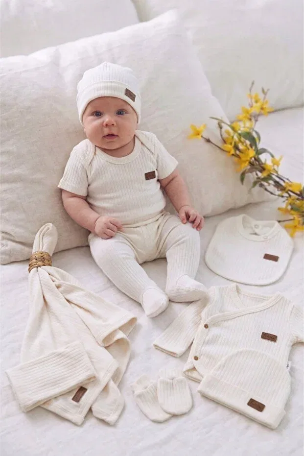 Детский комплект для выписки из роддома хлопковый Rocha Baby, Ecru