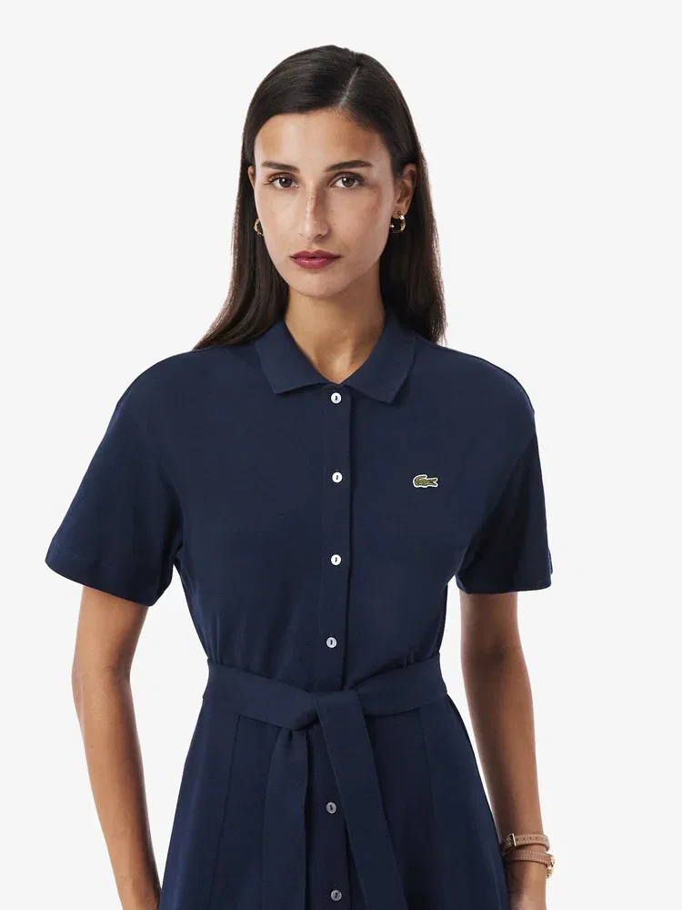 Платье-поло LACOSTE Navy, приталенное, синее — фото 2