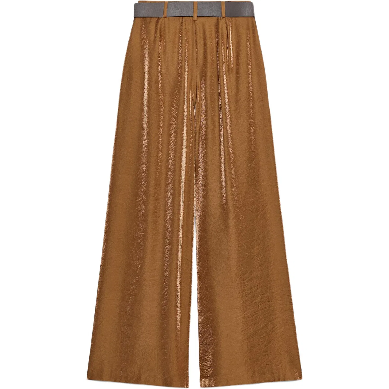 Женские брюки свободного кроя с широкими штанинами Brown ZARA, Brown — фото 3