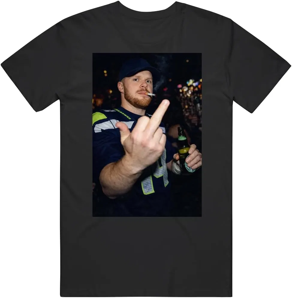 Мужская футболка с принтом Sam Darnold Cigarette Beer Middle Finger Champion Fan Meme, чёрный