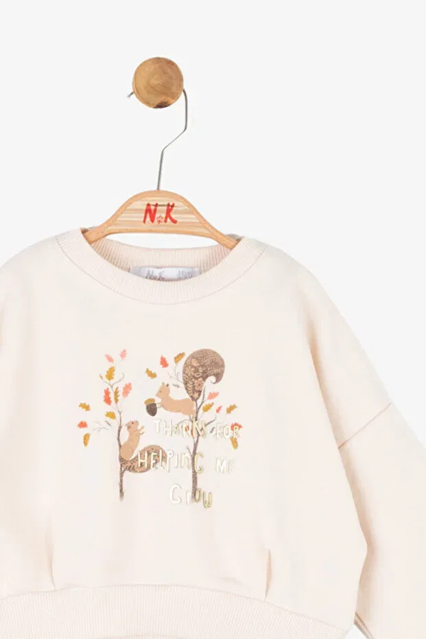 Детские свитшот для девочек с принтом Nk Tekstil, Beige — фото 3
