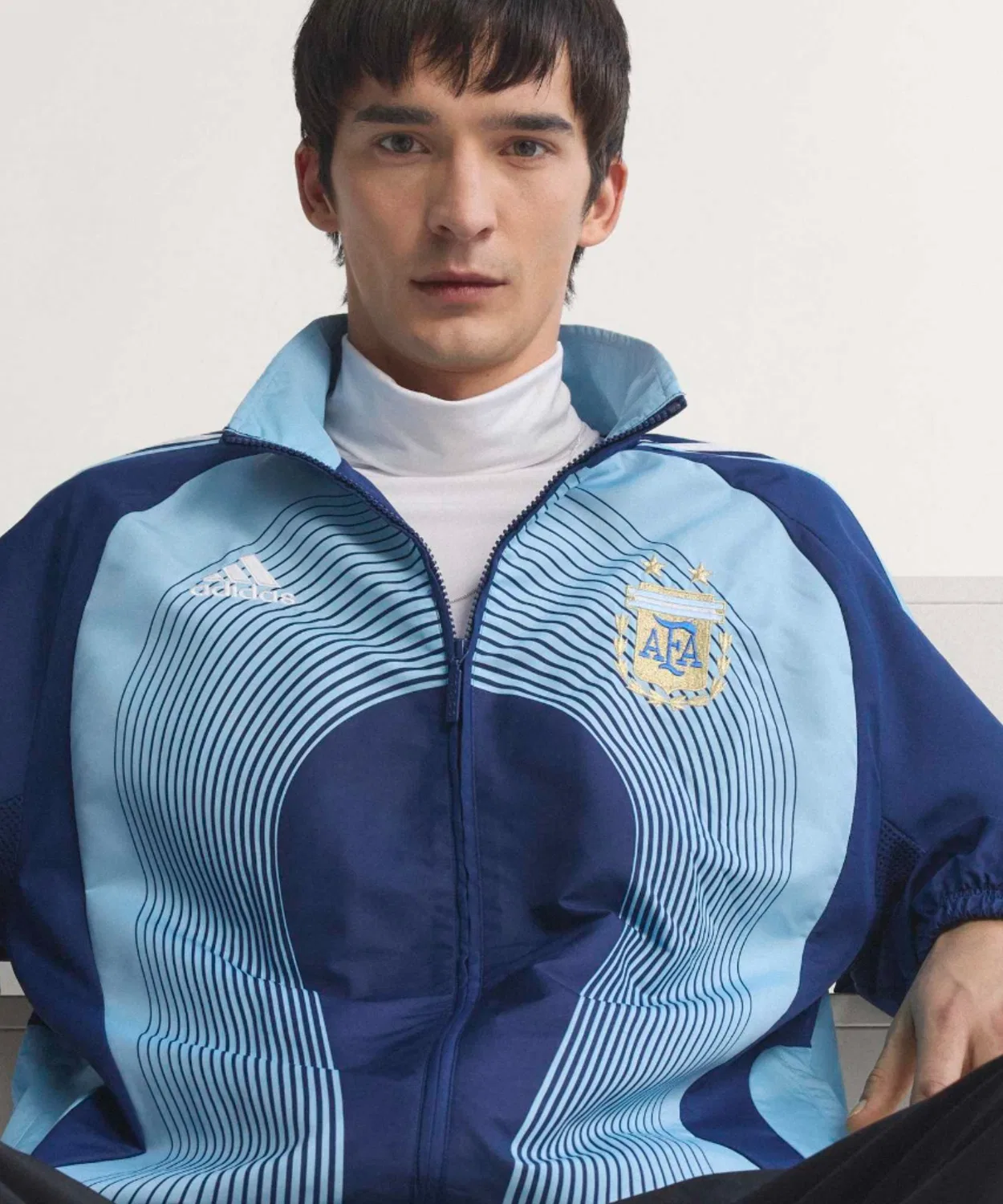 Мужской лонгслив с принтом Adidas Argentina Away Track Top 2006, Blue — фото 3