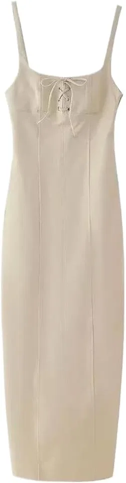 Женское платье миди с запахом Vintage Halter Spaghetti Strap, Pic Color