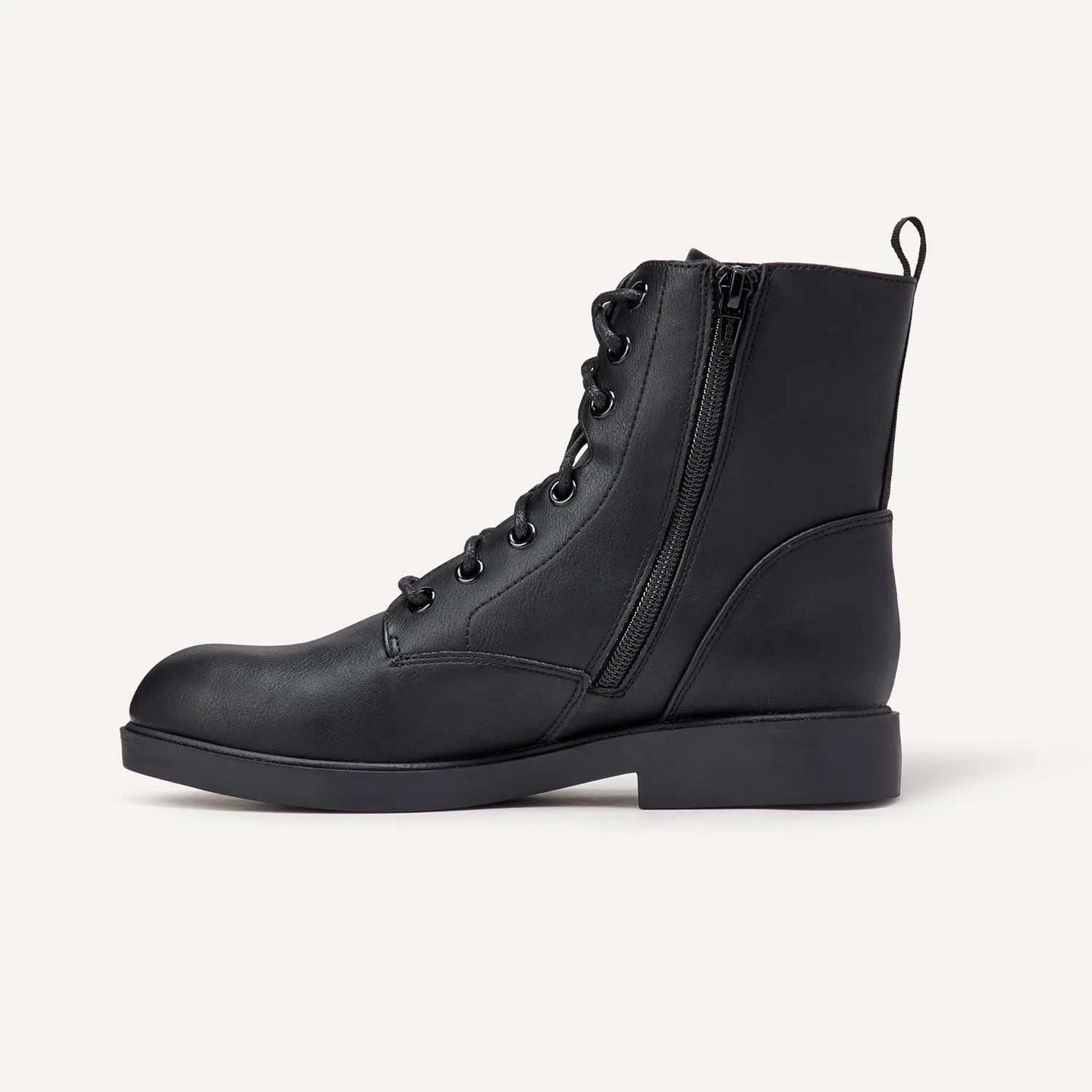 Детские ботинки для девочек с молнией Amazon Essentials, Black Faux Leather — фото 4