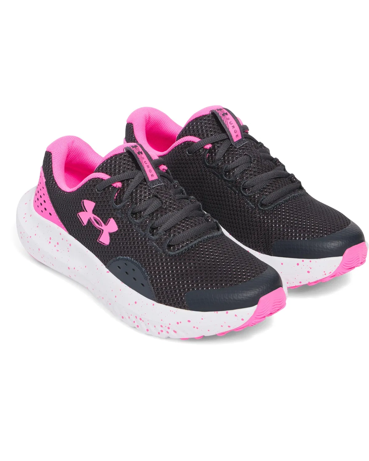 Детские кроссовки для бега с сетчатым верхом Under Armour UA GGS Surge 4, Черный/Пурпурный/Желтый — фото 3