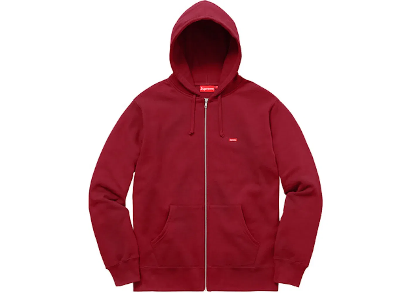 Мужская худи на молнии Supreme Small Box Logo Zip Up Hooded Sweatshirt, Cardinal