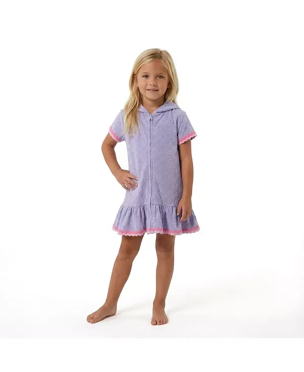 Детский купальник для девочек с принтом Floral Terry Cover-Up Andy & Evan, Purple Floral — фото 3