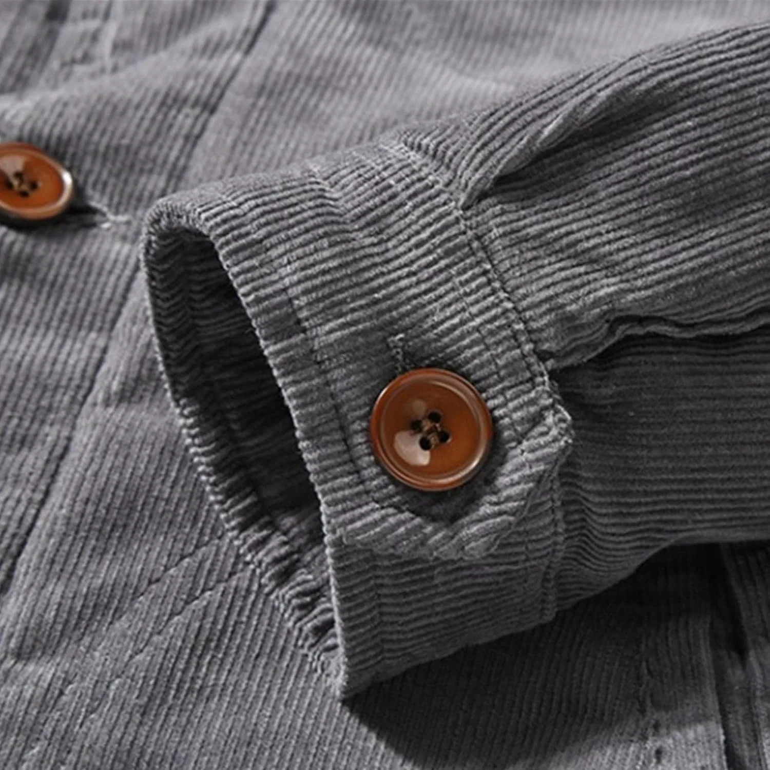 Мужское пальто из вельвета с подкладкой, Corduroy Lined Jacket, серый — фото 4