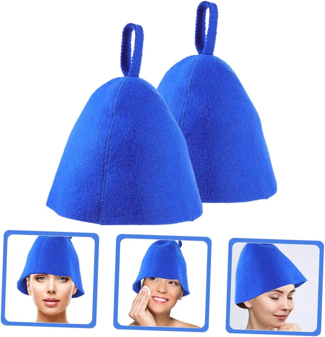 Сауна-шляпа из шерсти, CAXUSD, 2 шт, 35x23x1 см, Синяя — фото 2