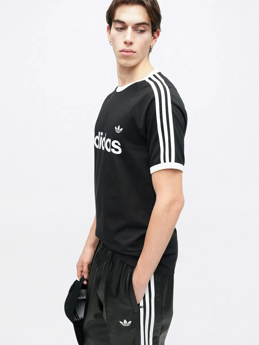 Футболка ADIDAS ORIGINALS 'Ringer' черного цвета — фото 4