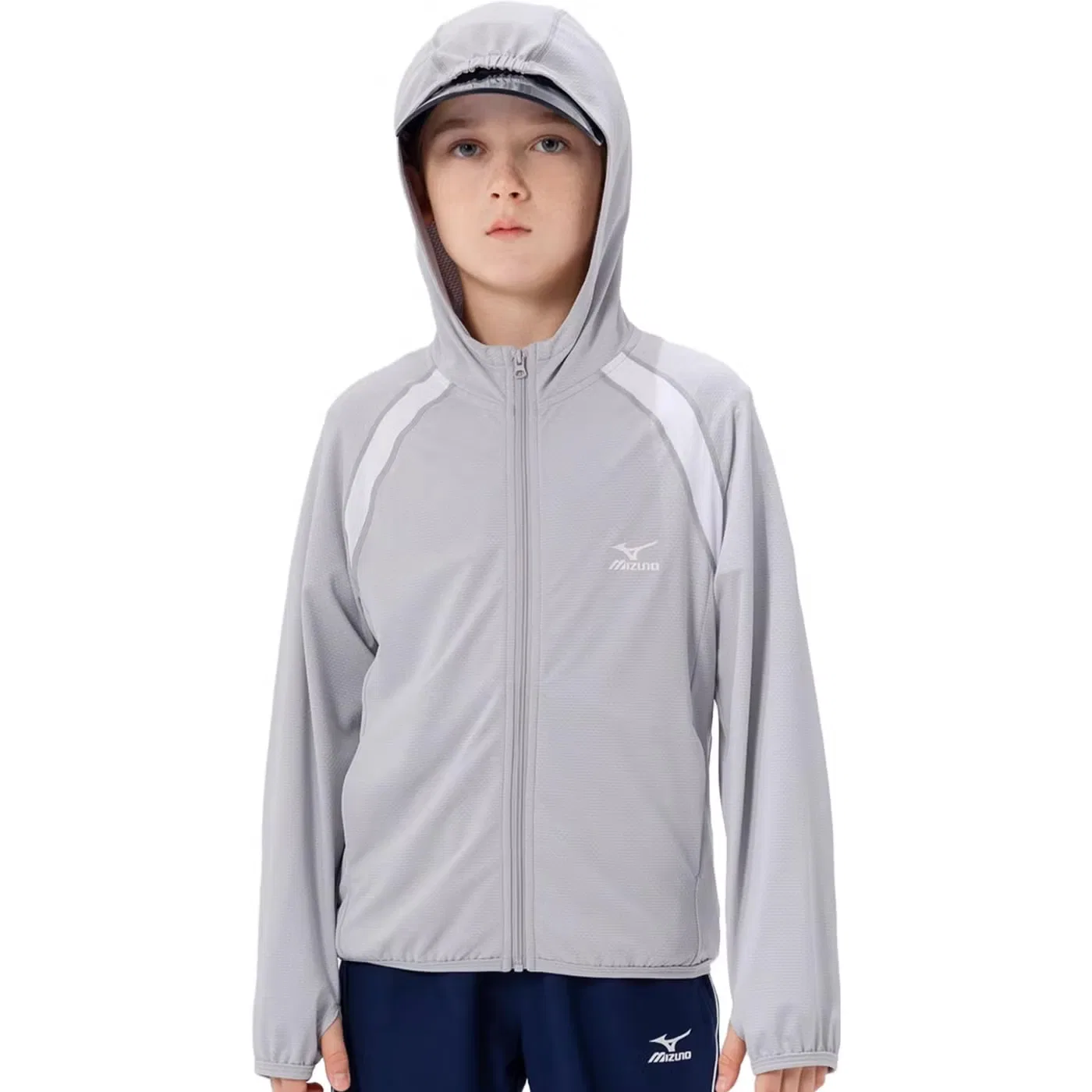 Худи-куртка с капюшоном для мальчиков Mizuno, серый — фото 2