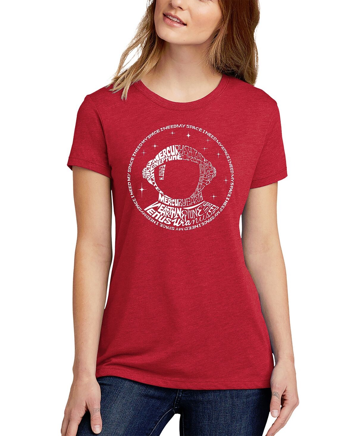 

Женская футболка word art i need my space astronaut LA Pop Art, красный