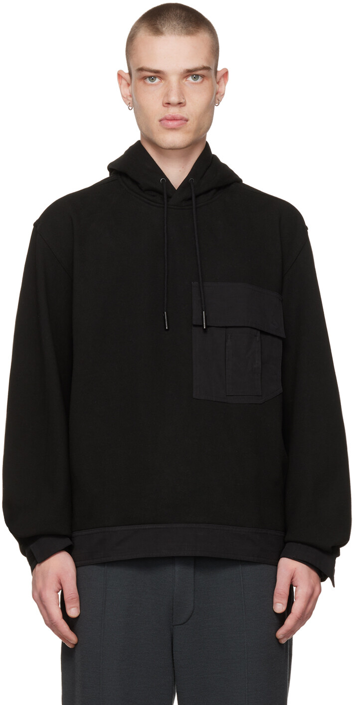 

Черный худи со вставками Solid Homme