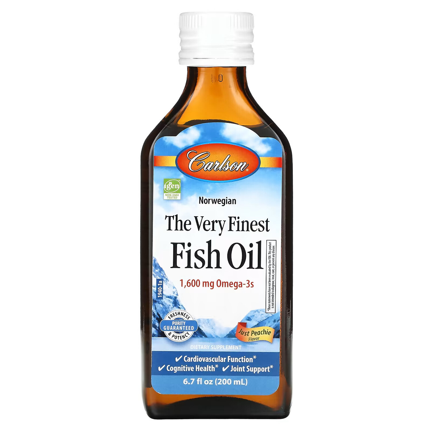 

Carlson, The Very Finest Fish Oil, Just Peachie, 1,600 mg, 6.7 fl oz (200 ml)