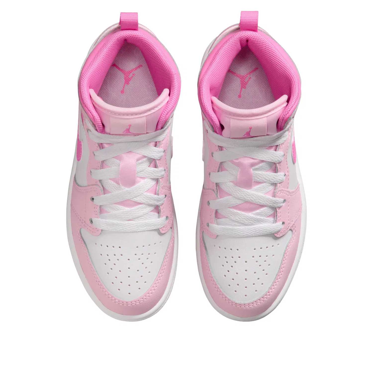 Детские кроссовки с кожаным верхом Air Jordan 1 Mid 'Pink Foam China Rose' Jordan, Pink Foam/China Rose/White/Pink Foam — фото 2