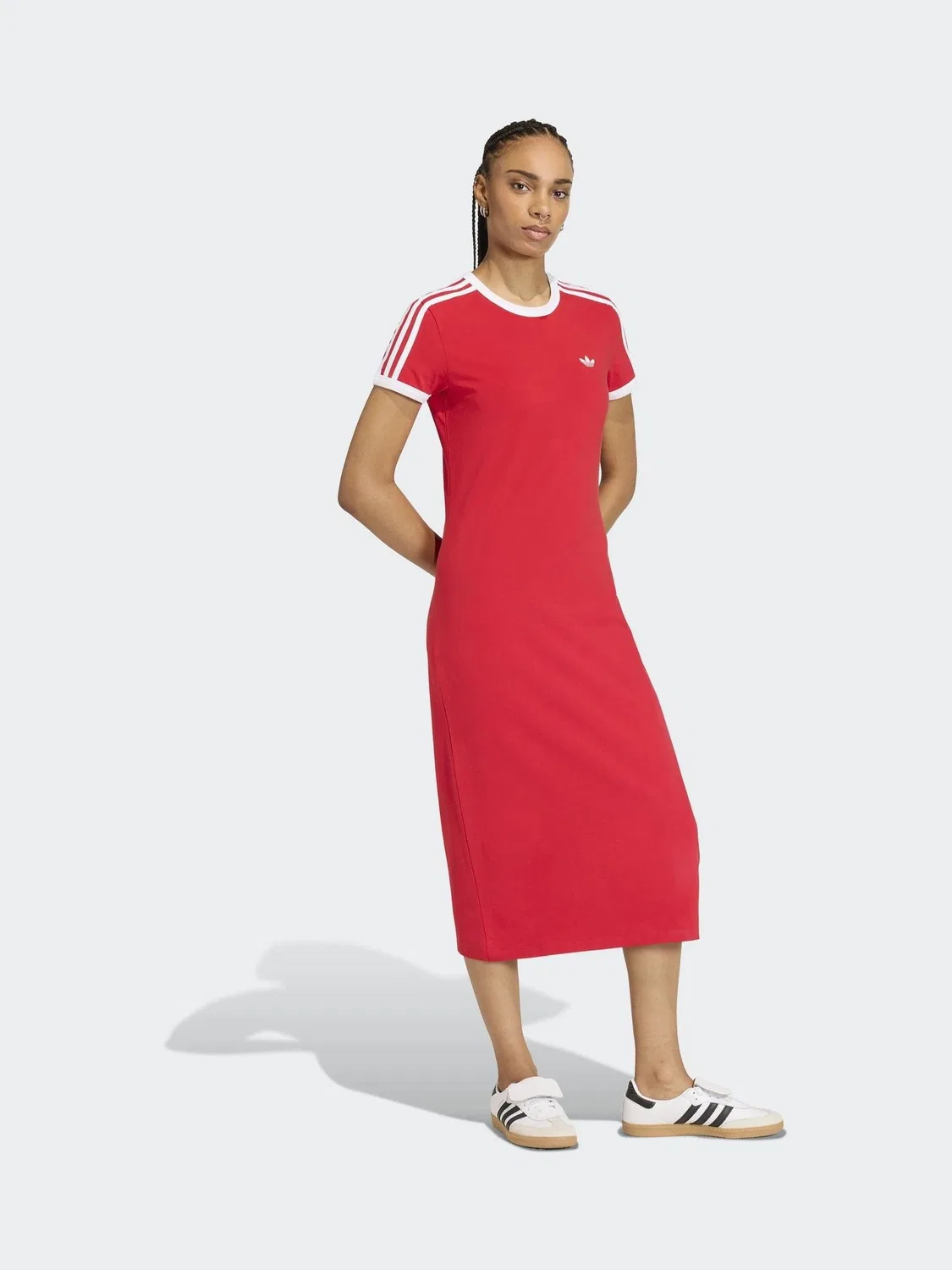 Платье с 3 полосками, Slim, adidas Originals, красное