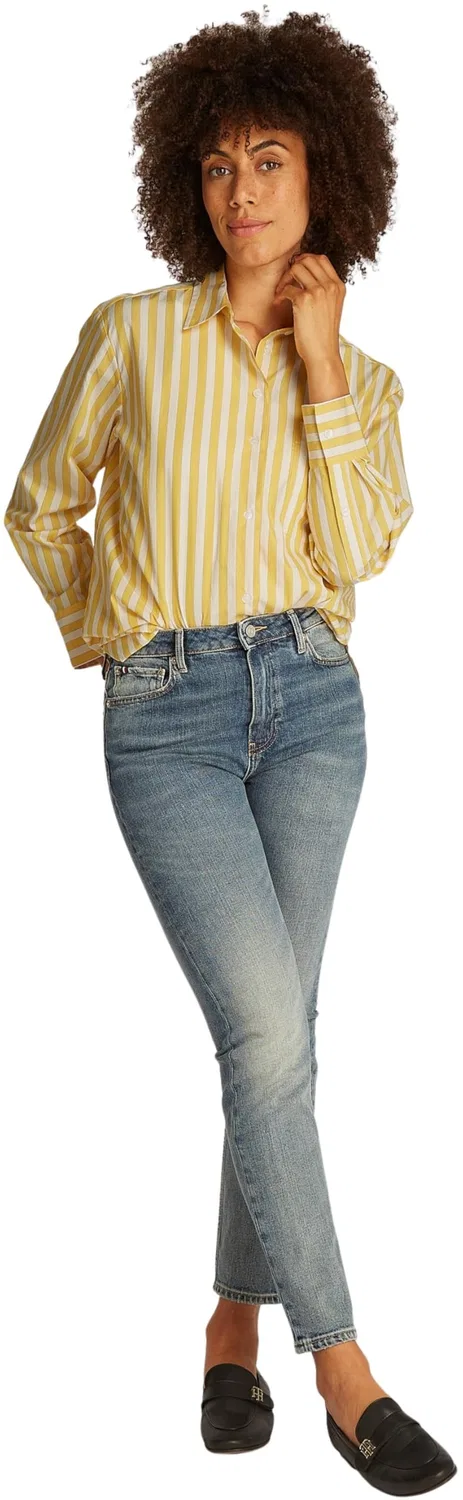 Женская хлопковая рубашка оверсайз Tommy Hilfiger, Yellow (Stp Citronella) — фото 4