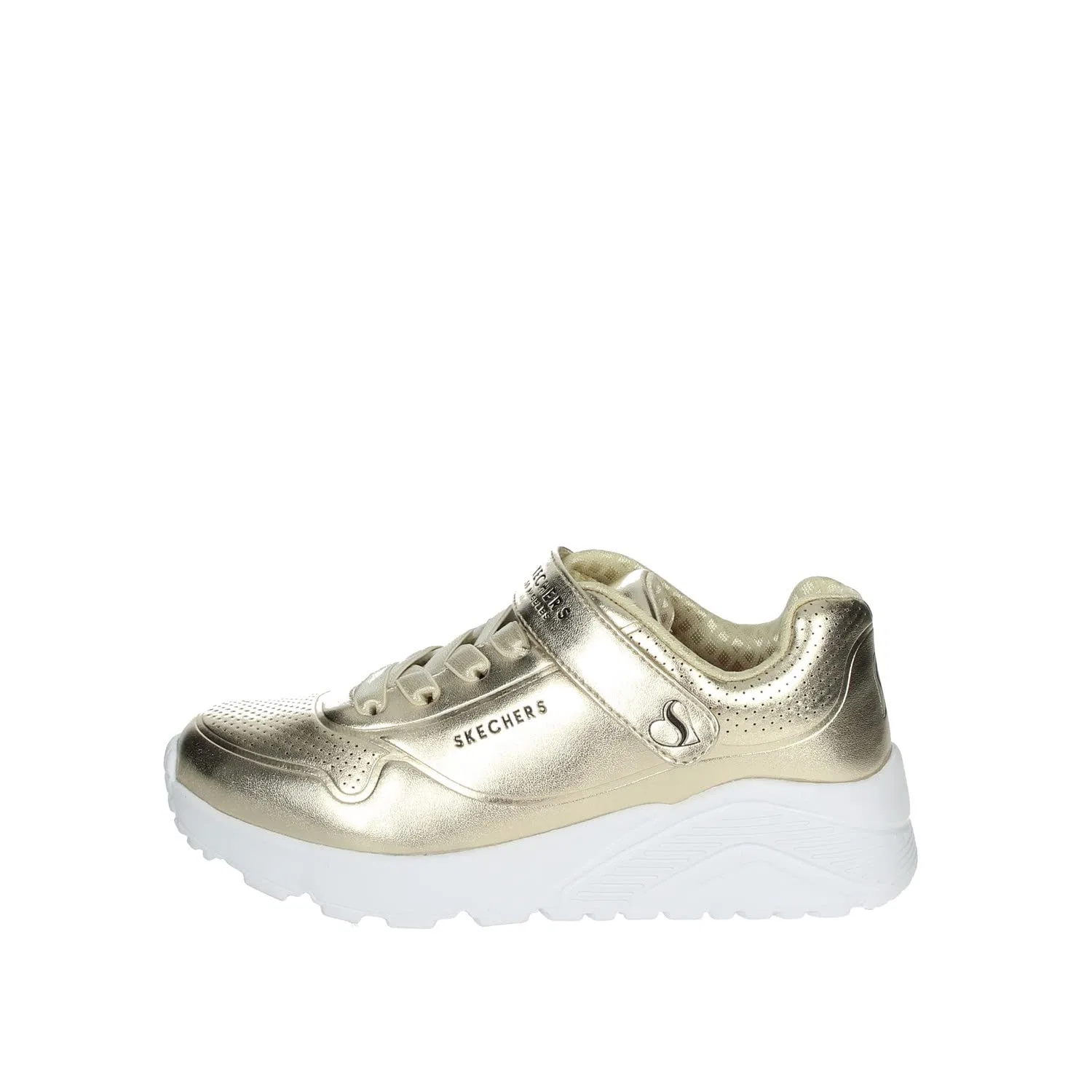 Детские кроссовки для девочек с принтом Uno Lite - Chrome Steps Skechers, Gold