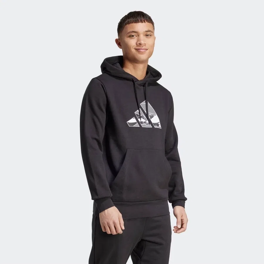 Мужской свитшот с капюшоном и принтом Camo 3b HD adidas, Черный — фото 3
