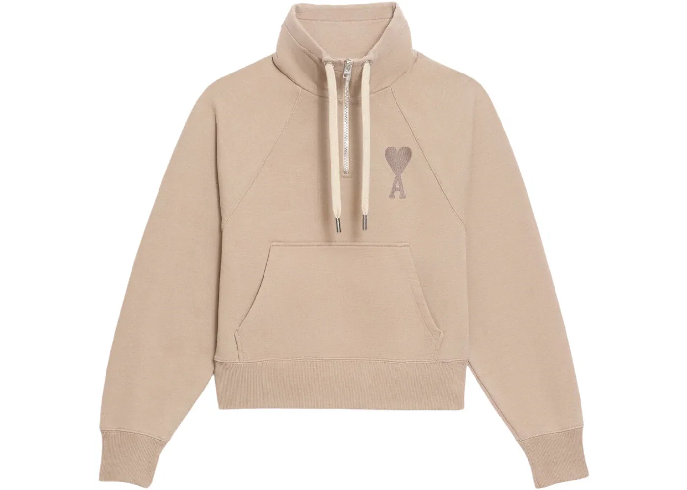 Унисекс-свитшот с полузастежкой-молнией и свободным кроем Ami de Coeur Ami Paris, Beige Fonce