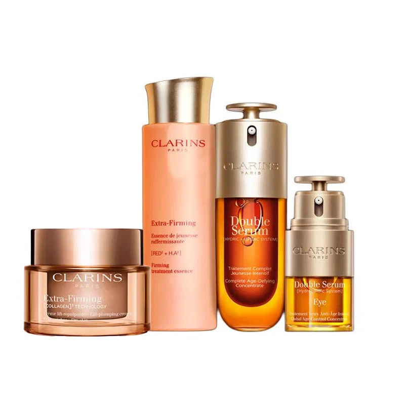 Набор косметики для ухода за кожей Double-Extracted Serums CLARINS, 50 мл+20 мл+200 мл+50 мл