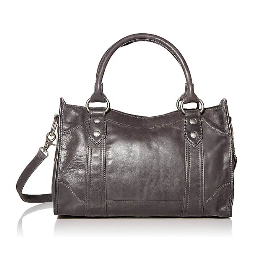 

Кожаная сумка Frye Melissa Zip Satchel, серый