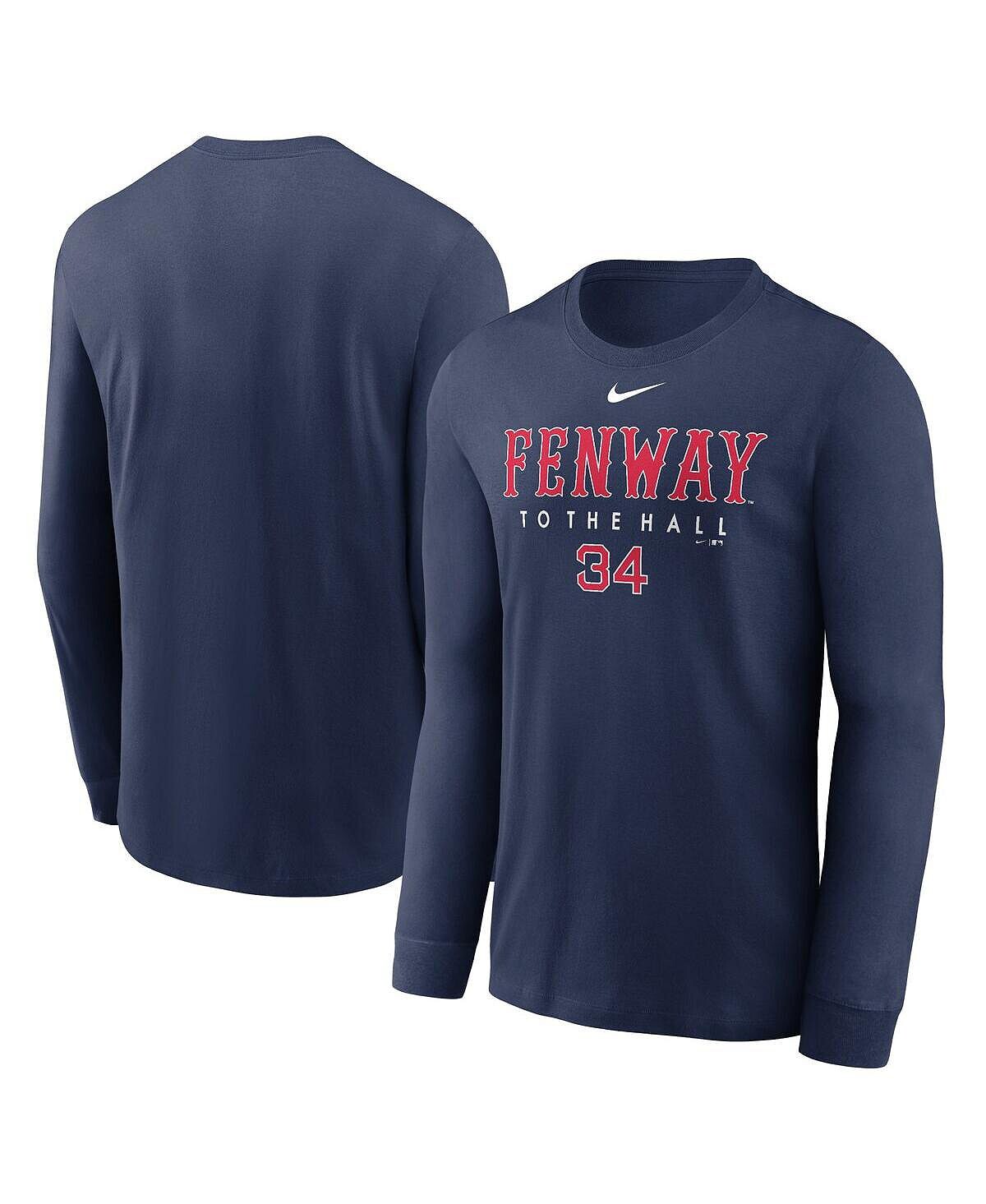 

Мужская футболка с круглым вырезом david ortiz navy boston red sox hall of fame fenway Nike, синий