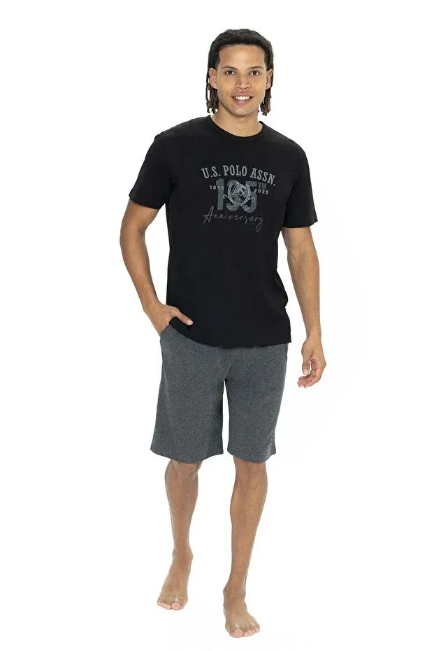 Мужской комплект пижамы с принтом, с коротким рукавом U.S. Polo Assn., Black