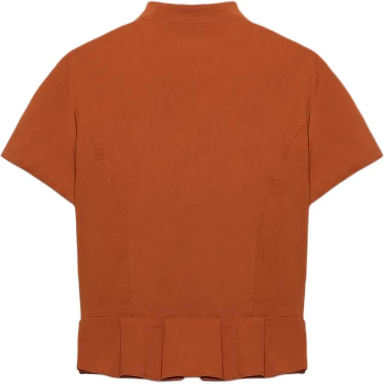 Женская рубашка Earth Tone с круглым вырезом ZARA, Earth Tone — фото 3