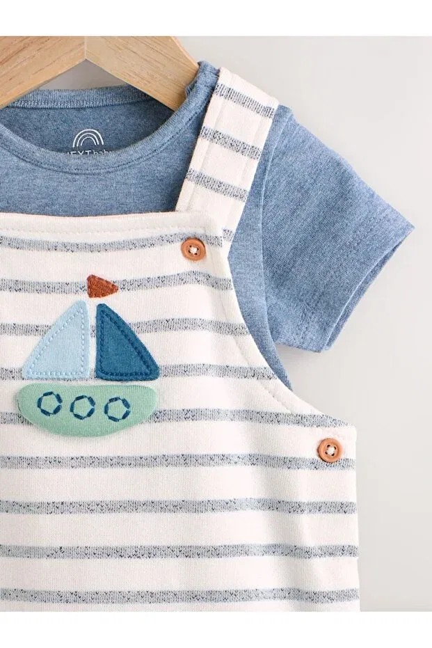 Детский комбинезон для девочек в полоску Next Baby, Blue — фото 3