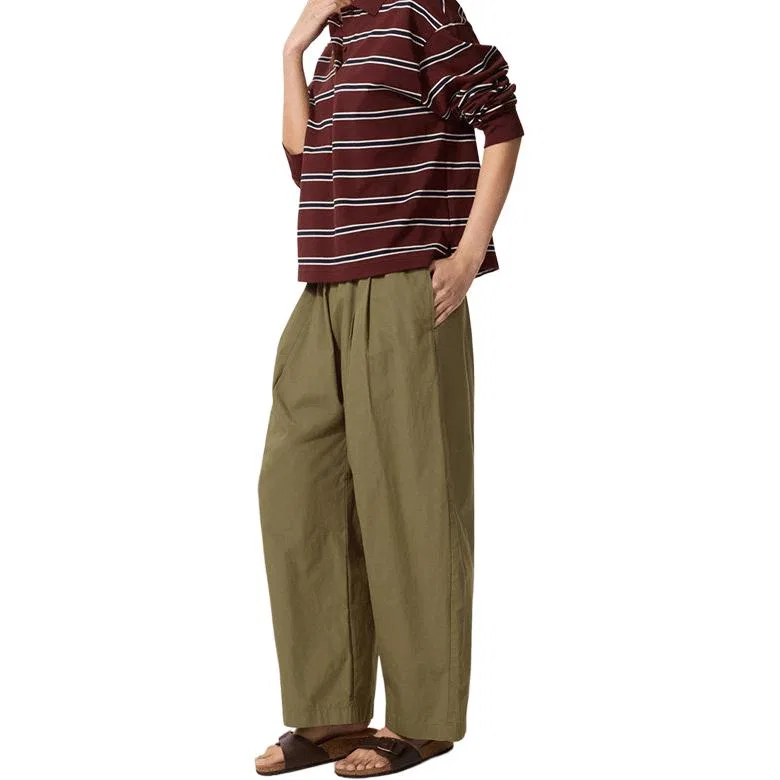Брюки повседневные straight fit, Dark Olive, UNIQLO