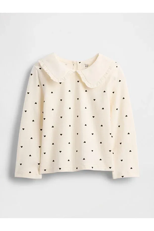 Детская футболка для девочек с принтом Baby Girl Cream Sailor Collar Gap, Cream-002