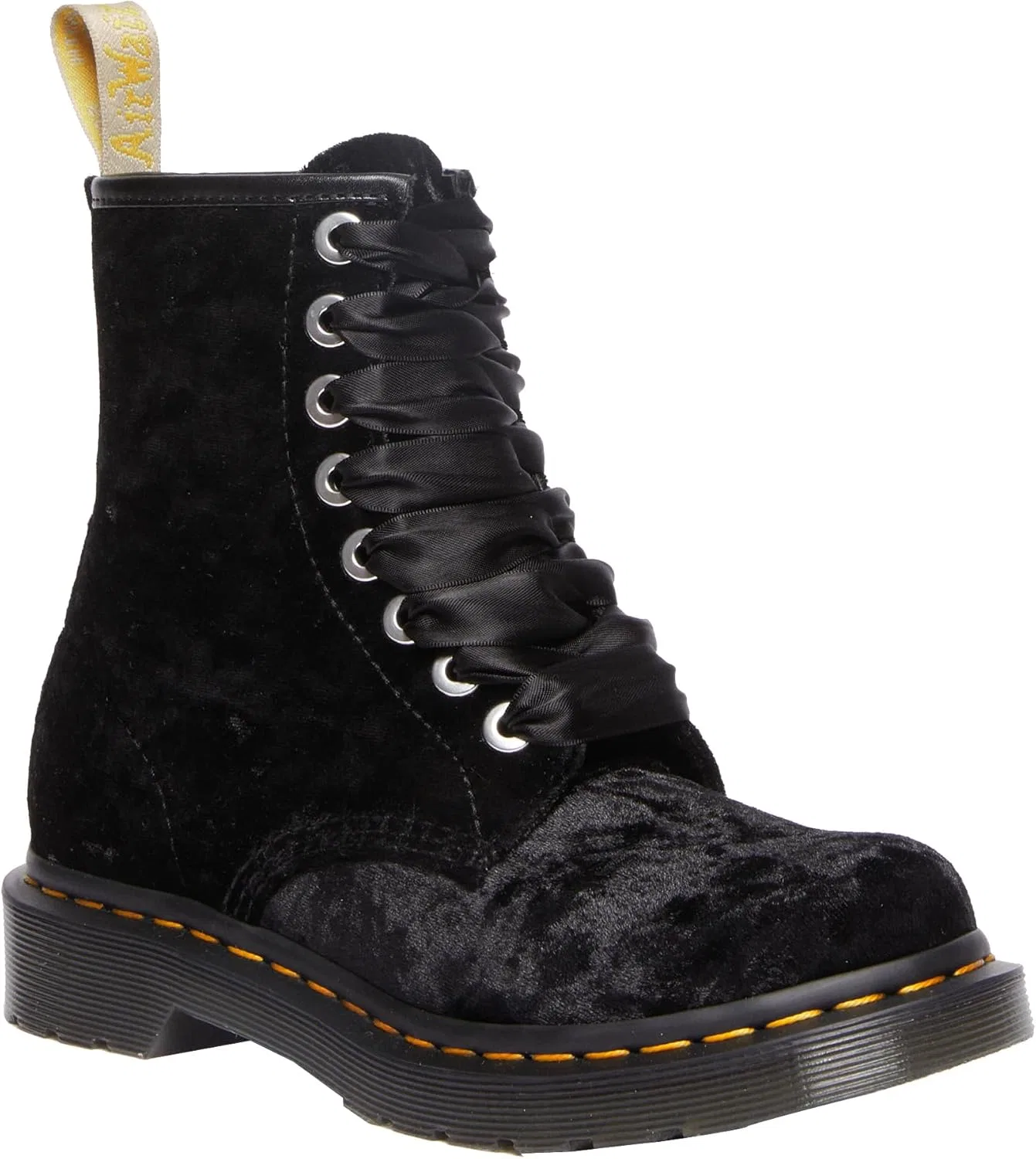 Женские веганские ботинки Dr. Martens 1460 из мятого бархата, черные