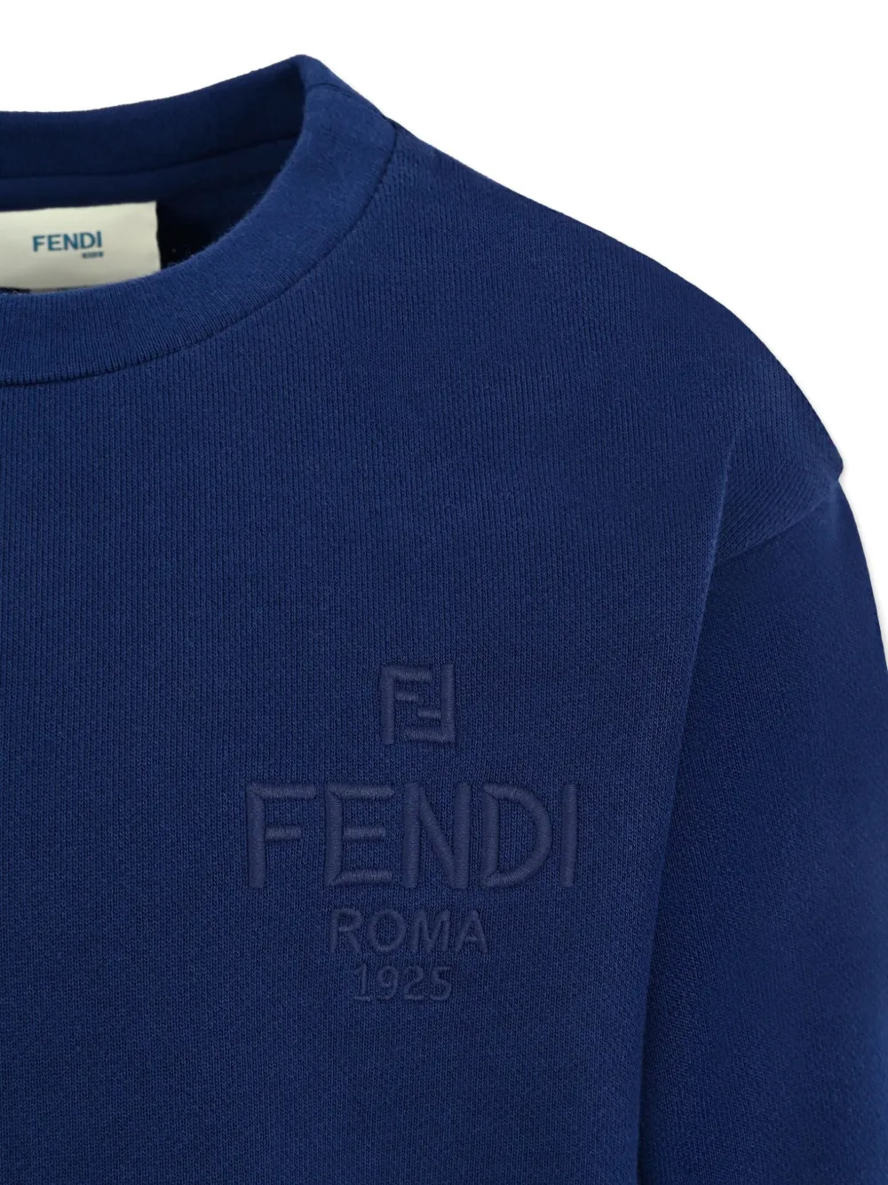 Толстовка с круглым вырезом и вышитым логотипом FENDI KIDS, синий — фото 3