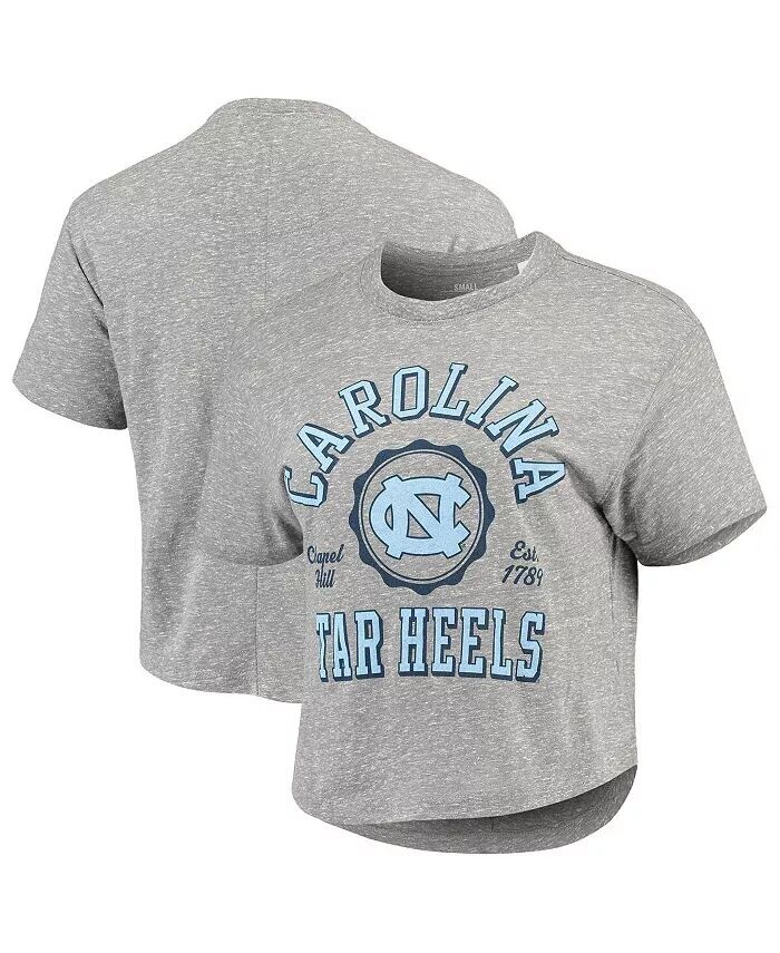 

Женская серая укороченная футболка North Carolina Tar Heels Bishop Tri-Blend Knobi Pressbox