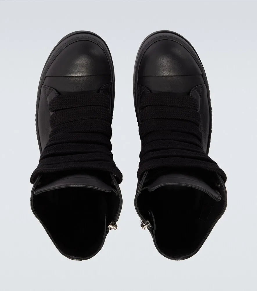 Высокие кожаные кроссовки Jumbolace Rick Owens, черный — фото 4