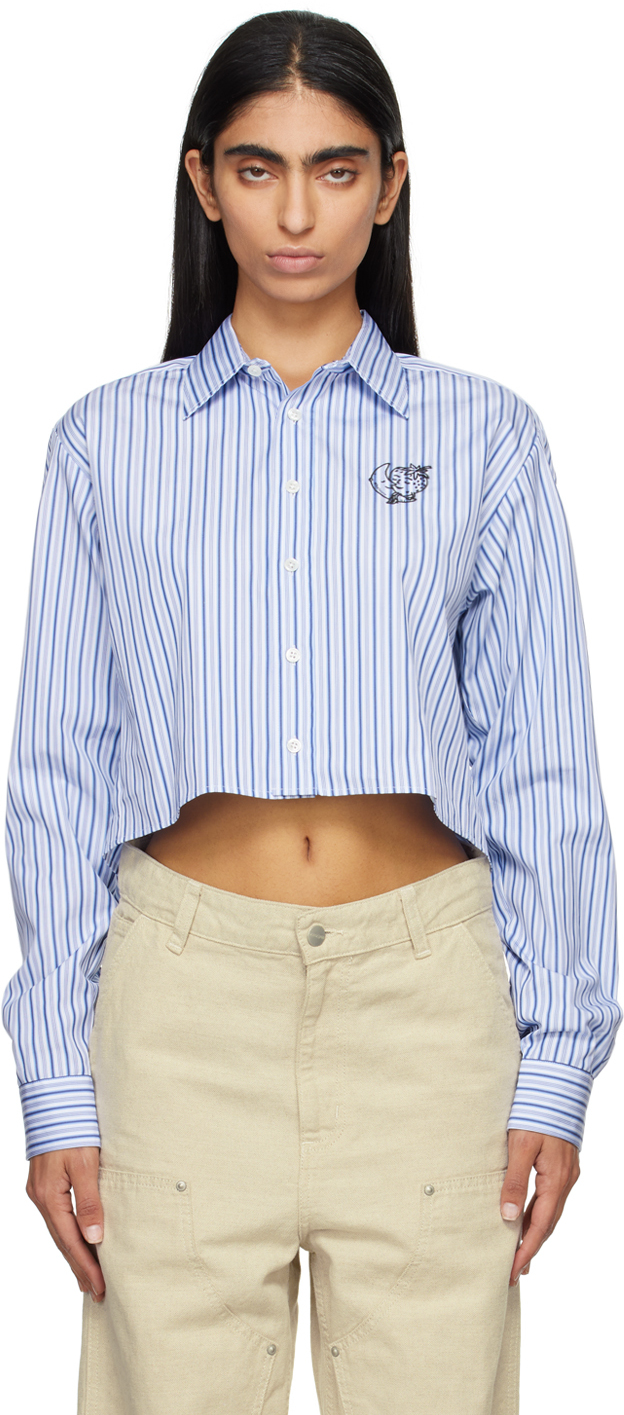 

Синяя укороченная рубашка Sky High Farm Workwear