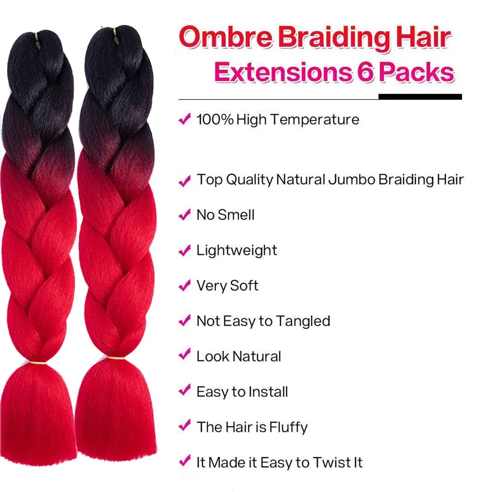 Наращивание волос для плетения Ombre Braiding Hair Shangxiu, Black Red — фото 3
