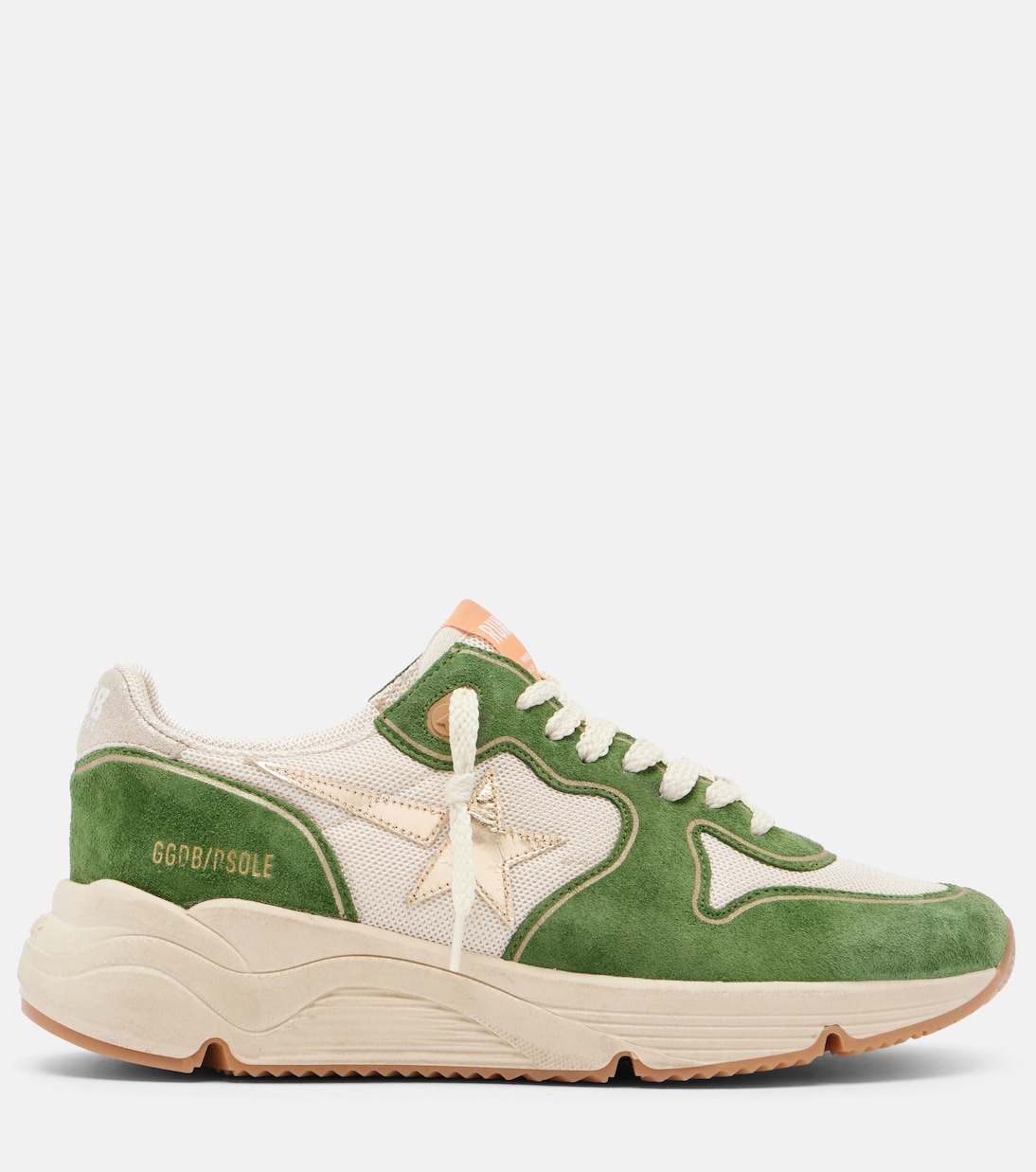 Беговые замшевые кроссовки Golden Goose, Cream/Green/Platinum — фото 4