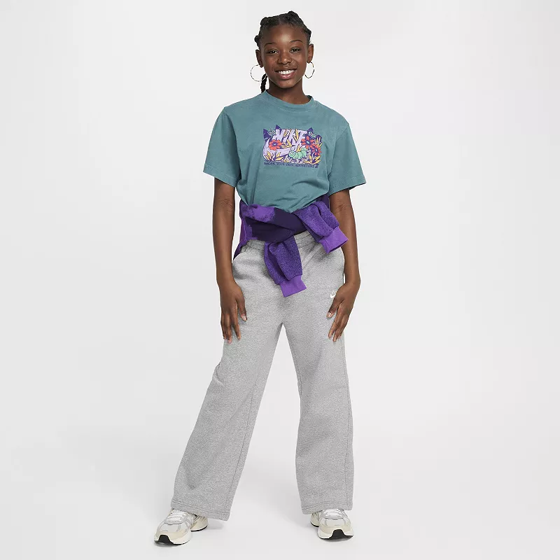 

Широкие флисовые брюки Nike Sportswear Club для девочек, цвет Dk Grey Heather