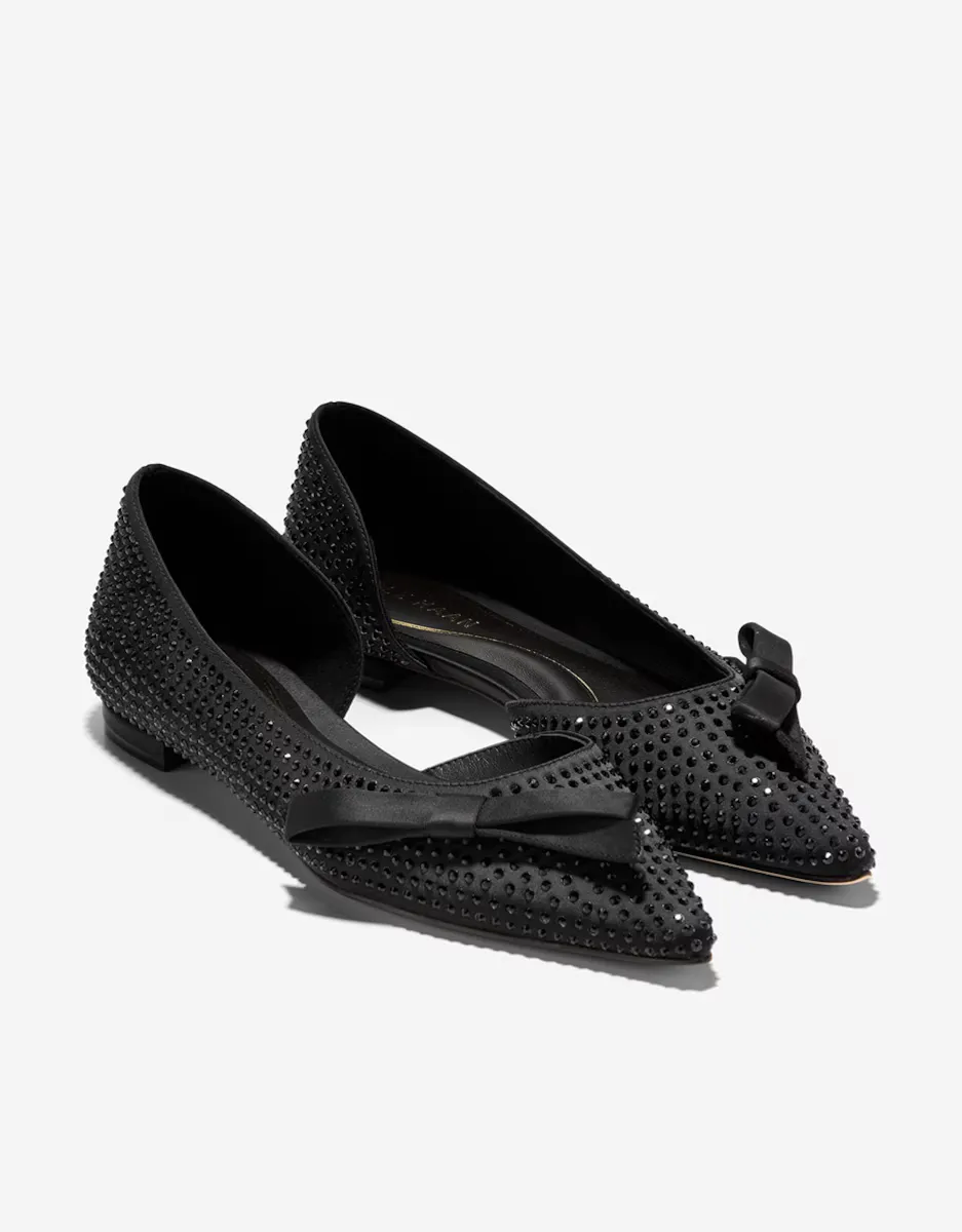 Женские атласные балетки с декоративным бантом Cole Haan, чёрный — фото 4