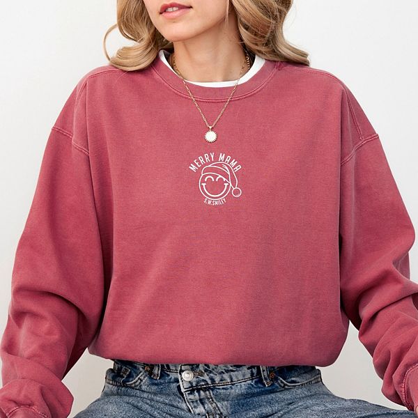 

SWSmiley merry mama outline - женский свитшот с принтом, окрашенный в стиле garment dyed Simply Sage Market, Crimson, Зеленый, SWSmiley merry mama outline - женский свитшот с принтом, окрашенный в стиле garment dyed Simply Sage Market, Crimson