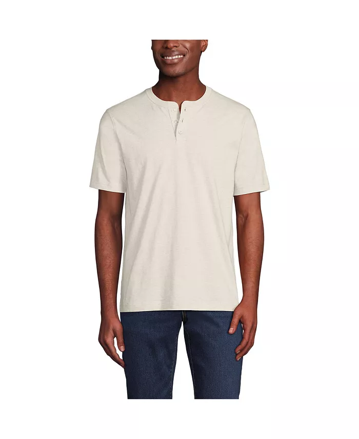 

Мужская футболка Super-T с коротким рукавом в стиле хенли Lands' End, черный