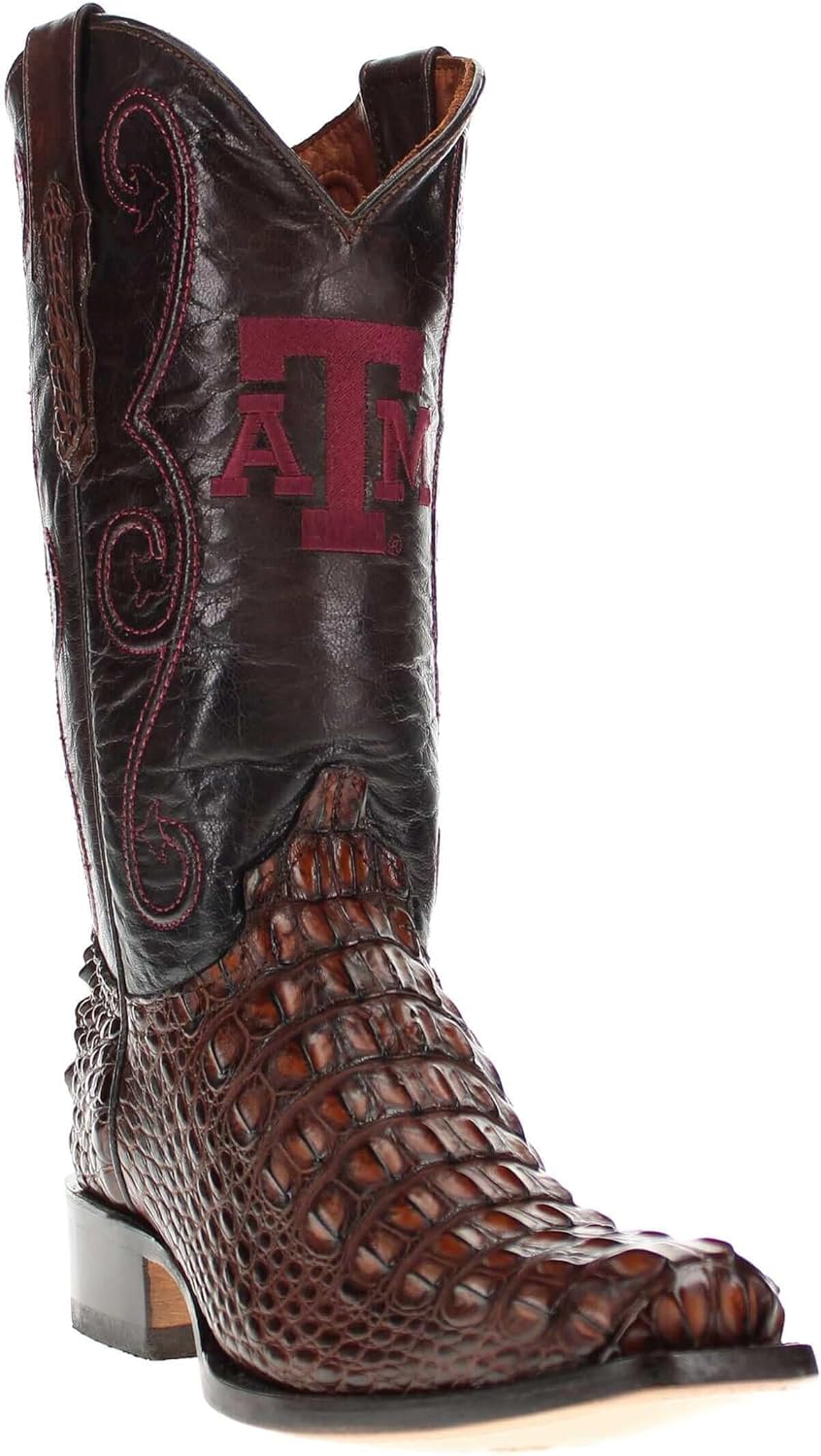 

Мужские вестерн-бутсы Vaccari David с ручной сшивкой, вышивкой в стиле колледжа и натуральной кожей аллигатора с роговой спиной, 9.5 EE Narrow Square Alpha Texas A&M Aggies